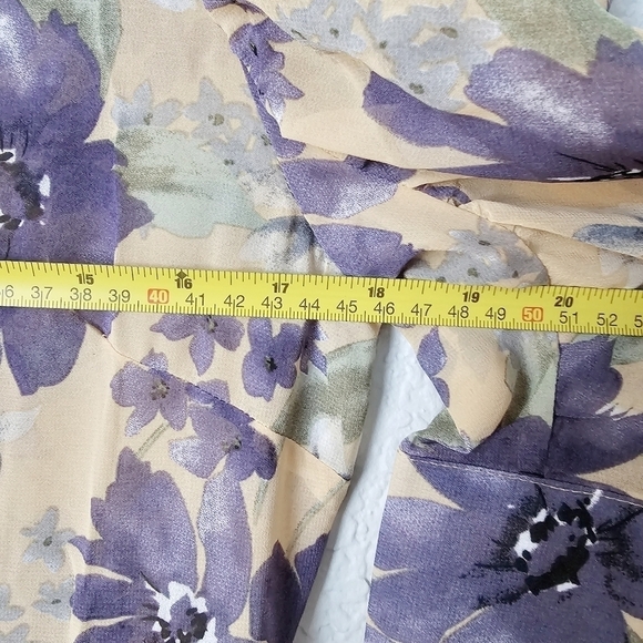 Geegee Dresses Mock Neck Leg Of Mutton Puff Sleeve Yellow Floral Midi Dress S - Picture 12 of 14